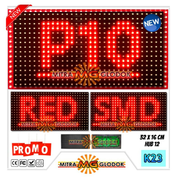 Panel Modul P10 SMD Outdoor Single Color - RED (Small IC) | MERAH - 32 x 16 cm